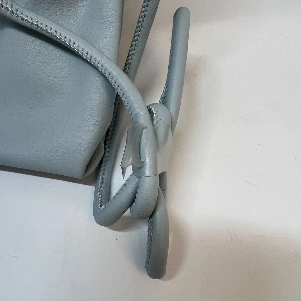 A New Day Light Blue Cinch Top Crossbody Purse‎ Faux Leather Good Condition